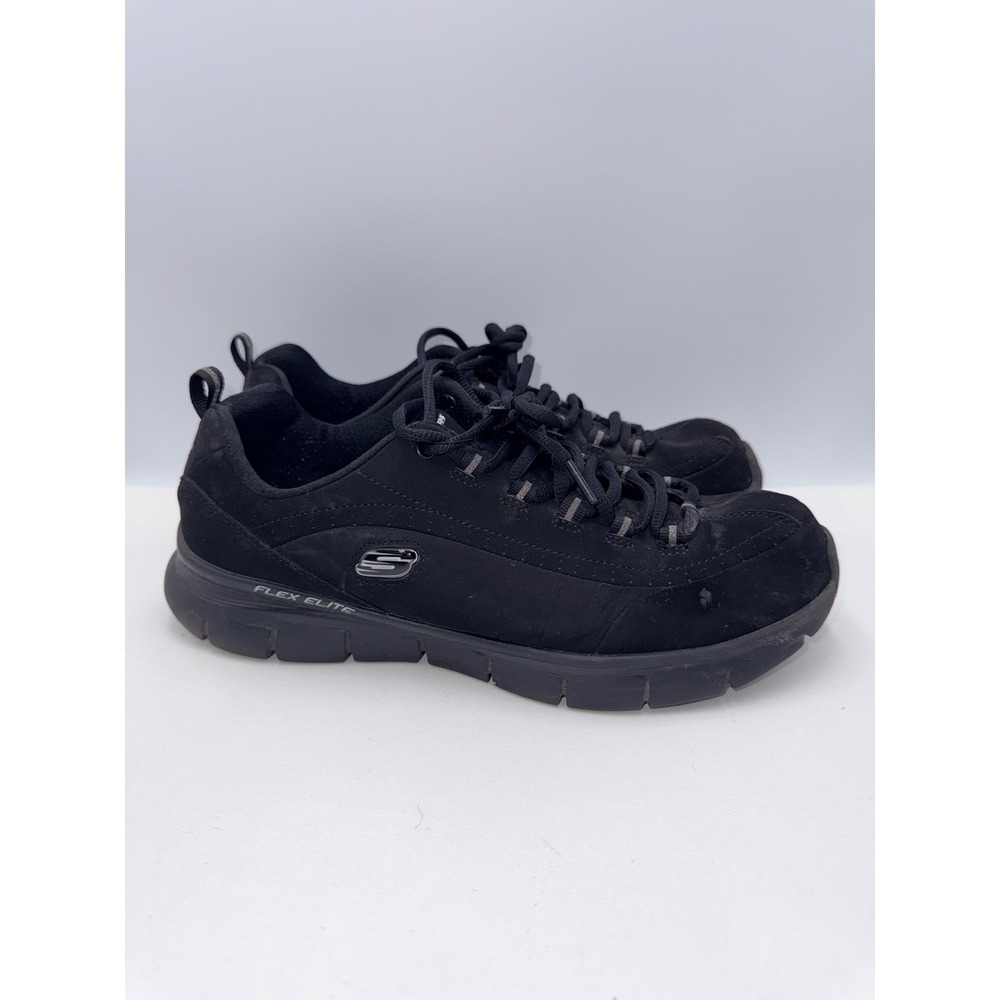 Skechers Flex Elite Sneakers Women's size 11 Black Wide Fit Memory Foam 13261W